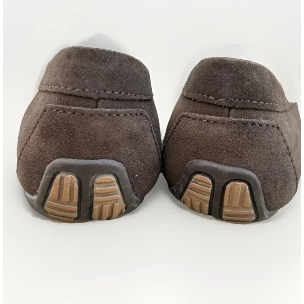 New Lands End Womens Size 8 Slip On Tassel Moccasin Brown Suede Loafers